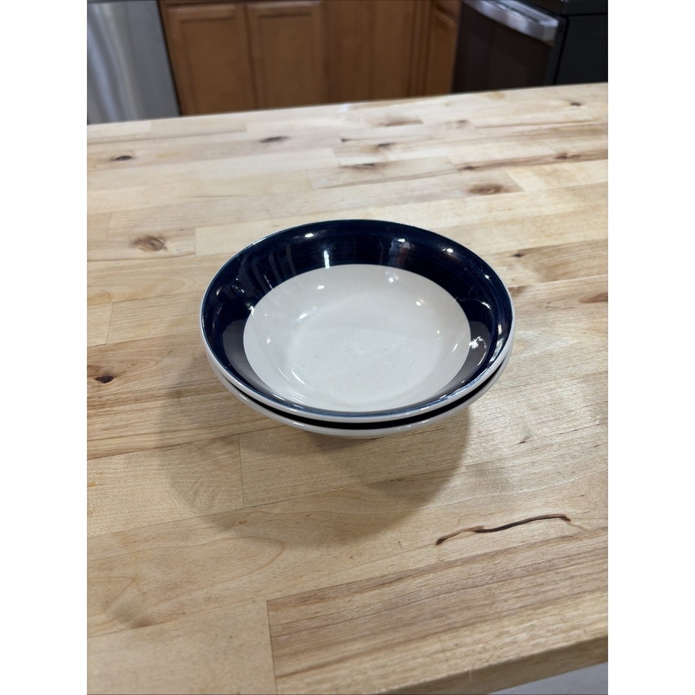2 TODAYS HOME Soup/Cereal Bowls With Blue Band
